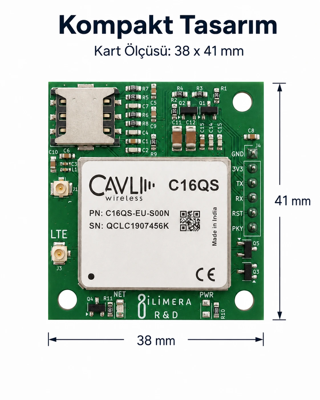 CAVLI GSM/LTE DEVBOARD geliştirme kartı ürün görseli