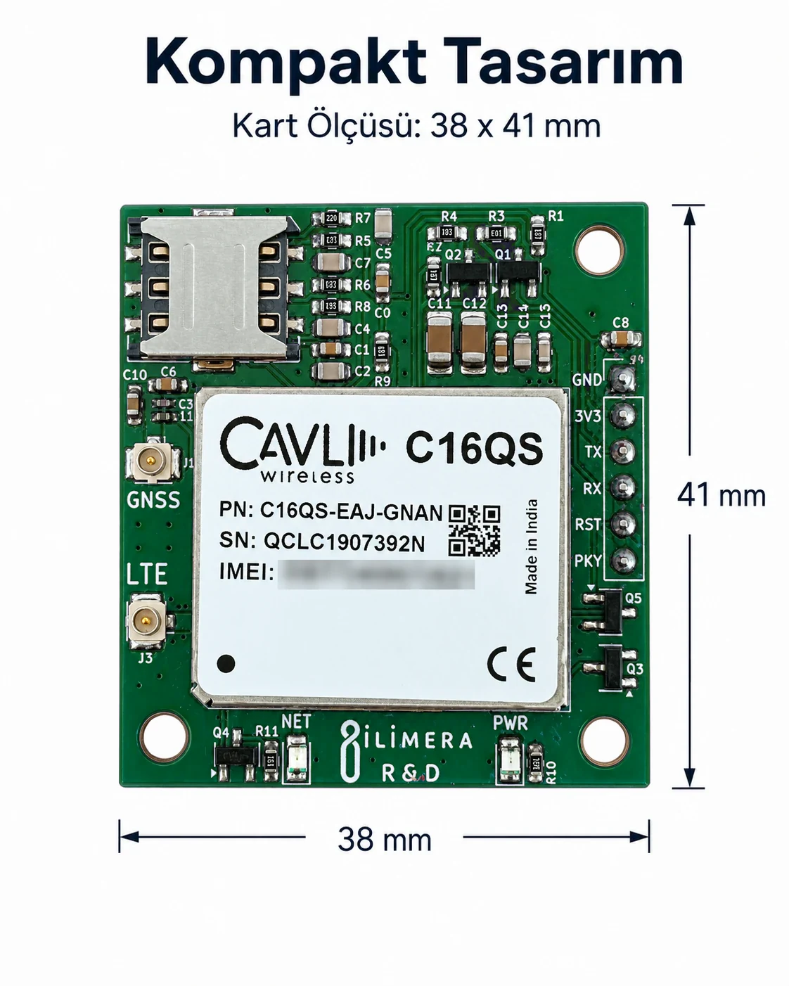 CAVLI GSM/LTE Devboard Dahili GPS geliştirme kartı ürün görseli