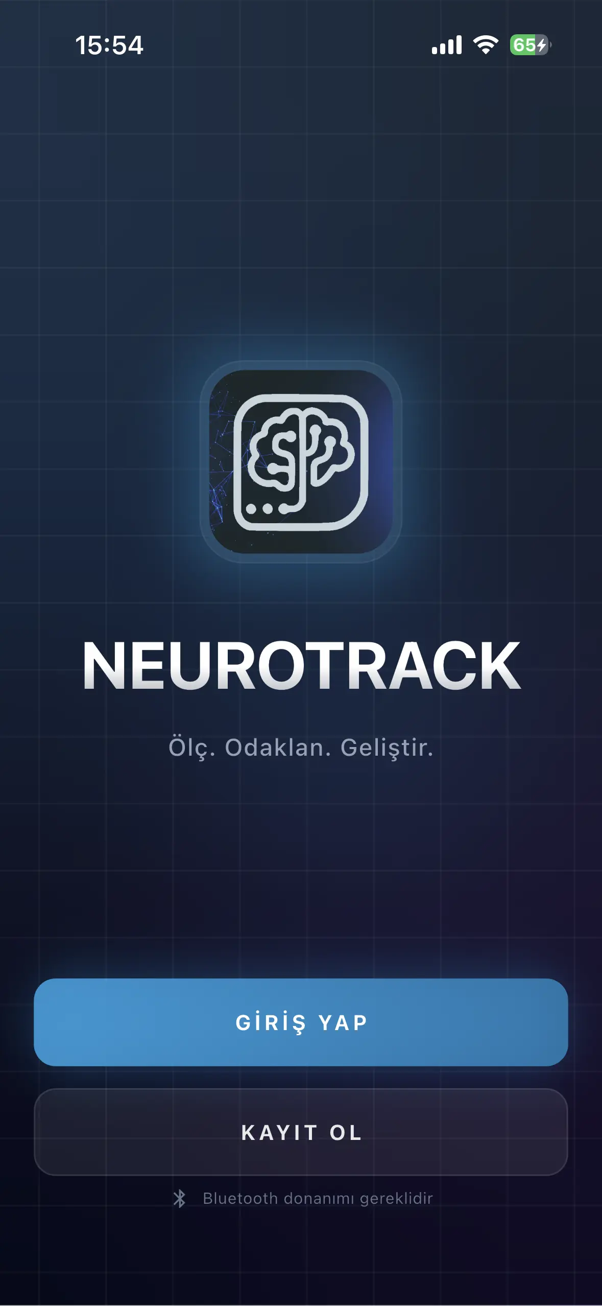 NEUROTRACK mobil uygulama ekranı